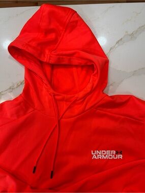 Under Armour Neon Red Pullover Hoodie with Logo